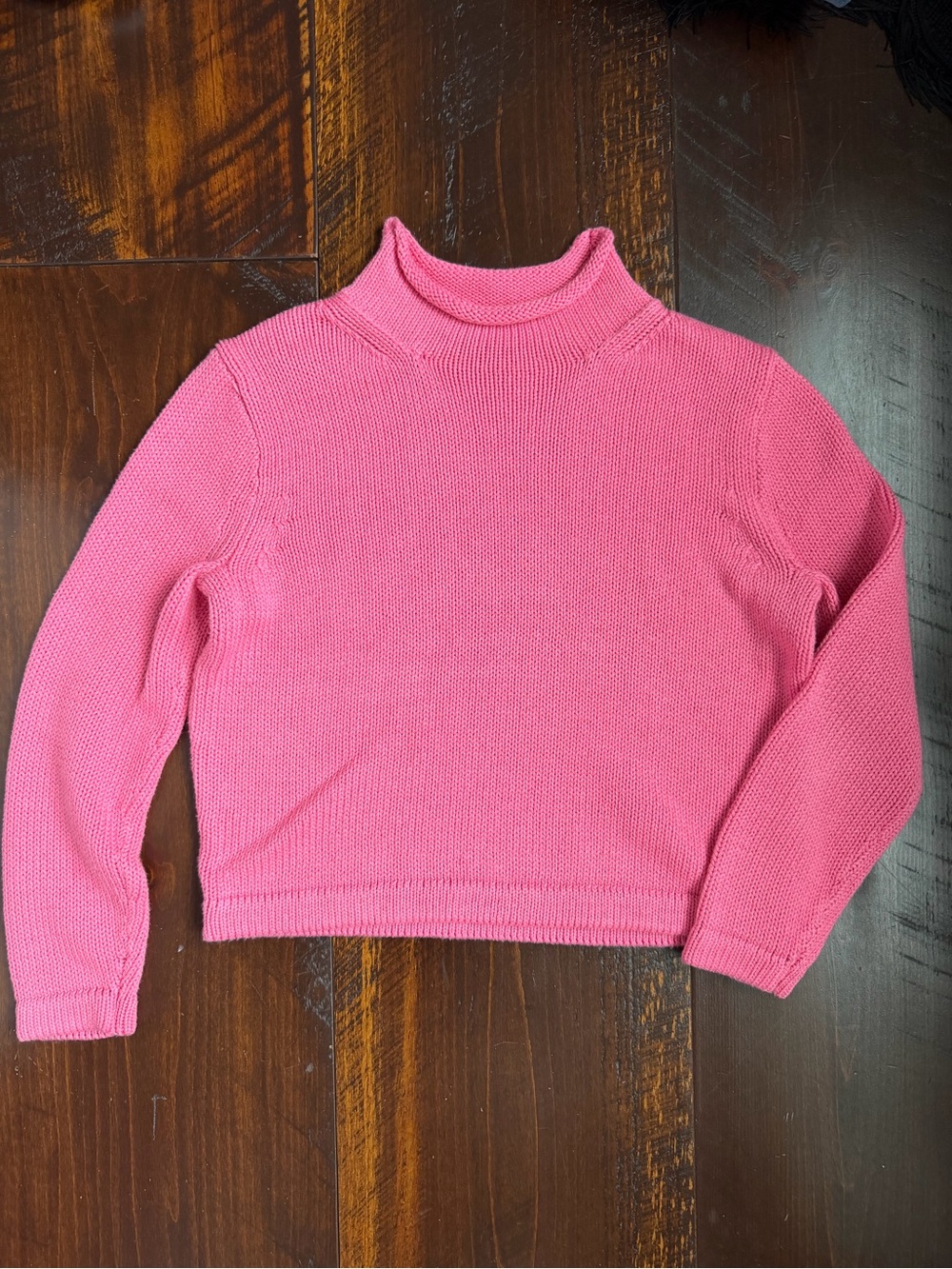 J. Crew Bright Pink Cropped Roll Neck Sweater
